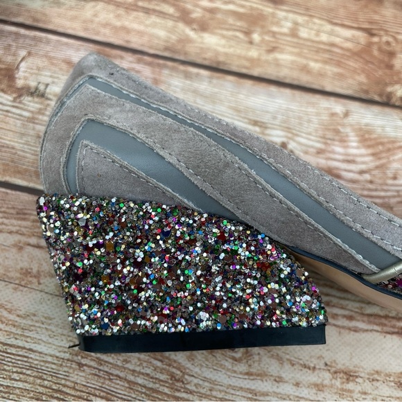 Sequins multicolor leather heels gray suede - Picture 8 of 13